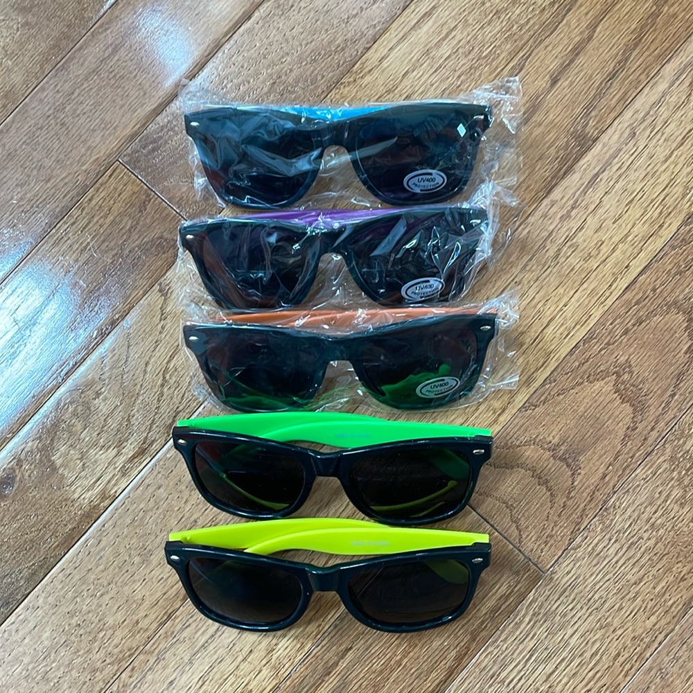 5 pack Neon 80’s wayfarer sunglasses
